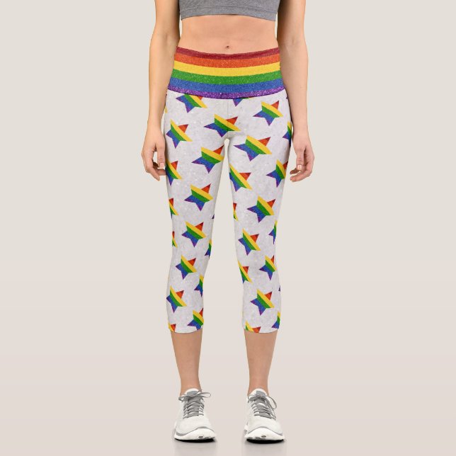 LGBT-Star-Glitzer Capri Leggings (Vorderseite)