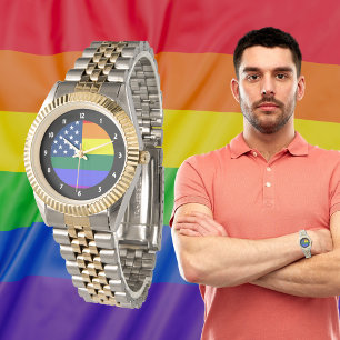 LGBT-Stolz-Amerikanische Flagge mit Sternen Armbanduhr