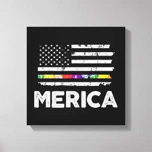 LGBT Stolz Amerikanische Flagge T-Shirt - 4. Juli Leinwanddruck