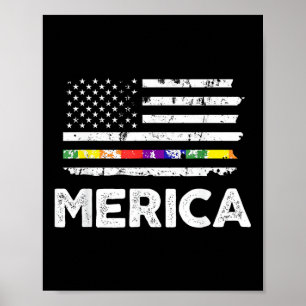 LGBT Stolz Amerikanische Flagge T-Shirt - 4. Juli Poster