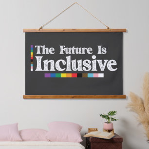 LGBT Stolz Die Zukunft ist inklusiv Schwul Lesbisc Wandteppich Mit Holzrahmen