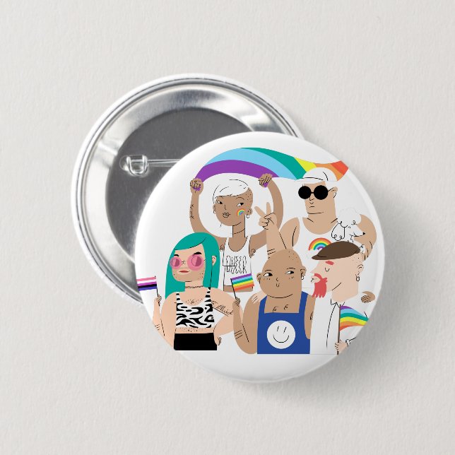 LGBT+Stolz. GAY Liebe. Regenbogenflagge. Button (Vorne & Hinten)