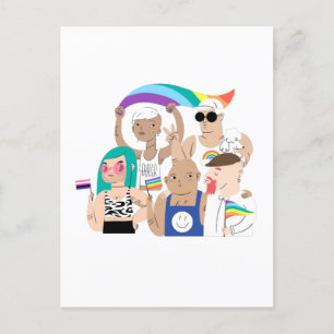LGBT+Stolz. GAY Liebe. Regenbogenflagge. Postkarte