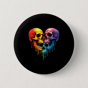 LGBT-Stolz Halloween Horror Skelett Schädel Regenb Button