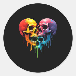 Lgbt-Stolz Halloween-Horror-Skelett-Schädel-Regenb Runder Aufkleber