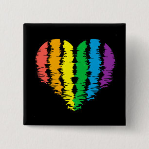 LGBT+Stolz. Herz Regenbogen. Button Magnet