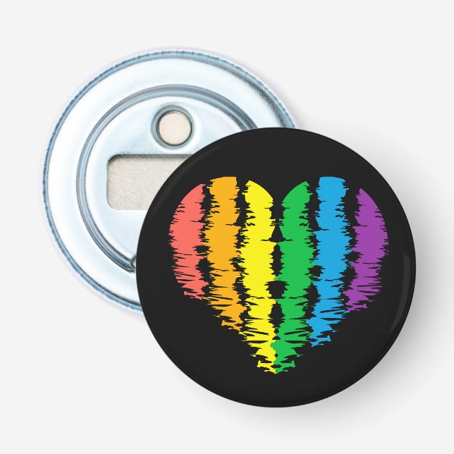 LGBT+Stolz. Herz Regenbogen. Flaschenöffner (Vorderseite)