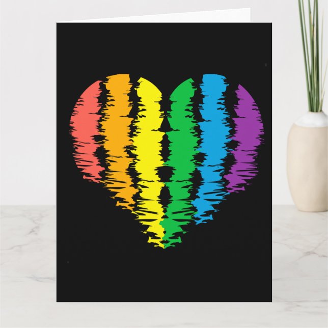 LGBT+Stolz. Herz Regenbogen. Karte (Vorderseite)