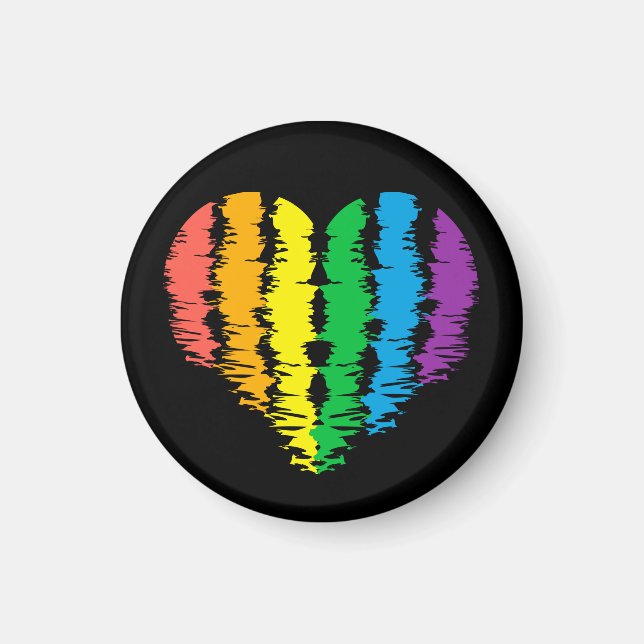 LGBT+Stolz. Herz Regenbogen. Magnet (Vorne)
