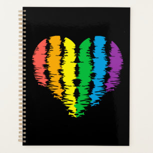 LGBT+Stolz. Herz Regenbogen. Planer