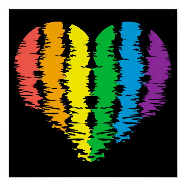LGBT+Stolz. Herz Regenbogen. Poster (Vorderseite)