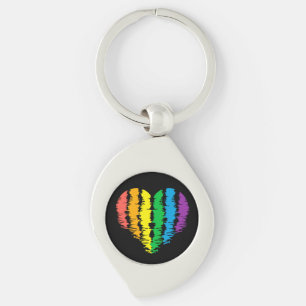 LGBT+Stolz. Herz Regenbogen. Schlüsselanhänger