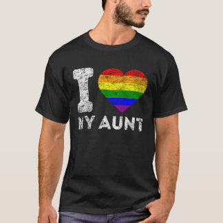 LGBT-Stolz I-Liebe Mein Tante-Regenbogen-Flag-Unte T-Shirt