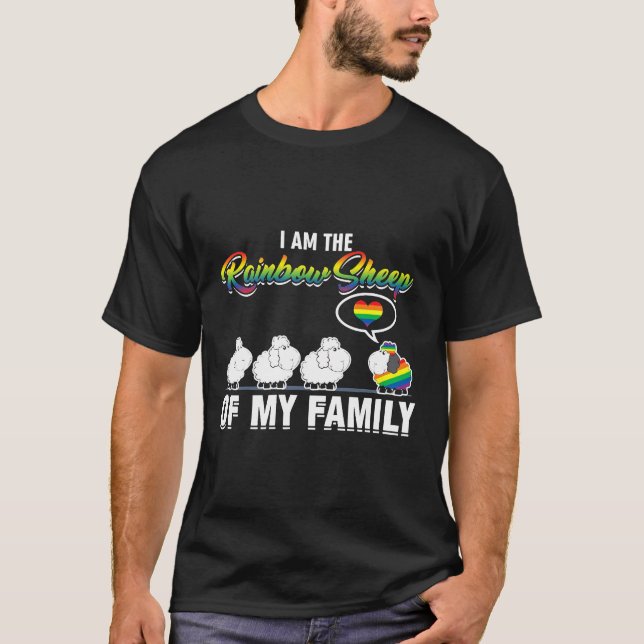 LGBT Stolz Ich bin die Regenbogenschaf meiner Fami T-Shirt (Vorderseite)