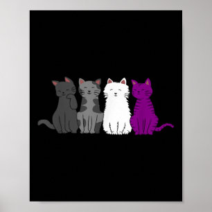 Lgbt-Stolz-Katze Tier Ace-Flagge Aualität Demiual Poster