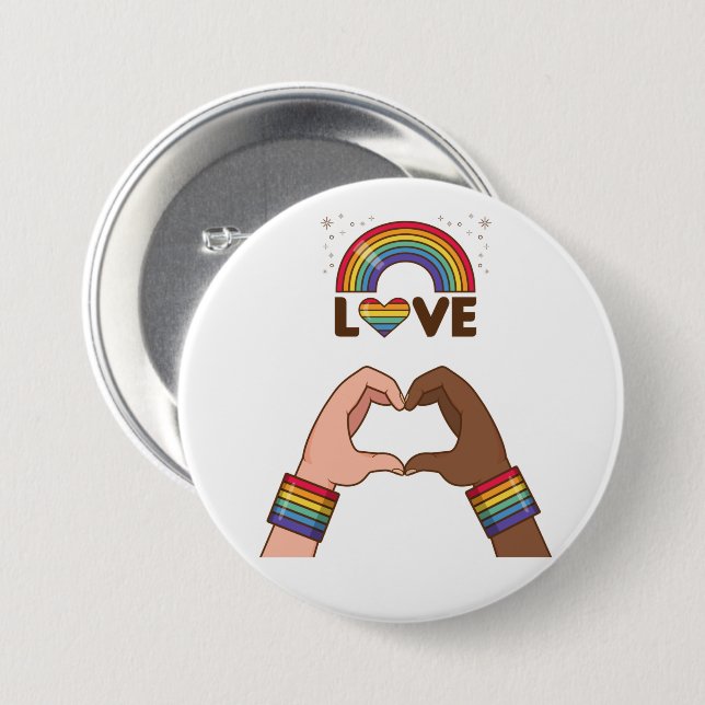LGBT+Stolz. Liebe Regenbogen. Herz. Button (Vorne & Hinten)