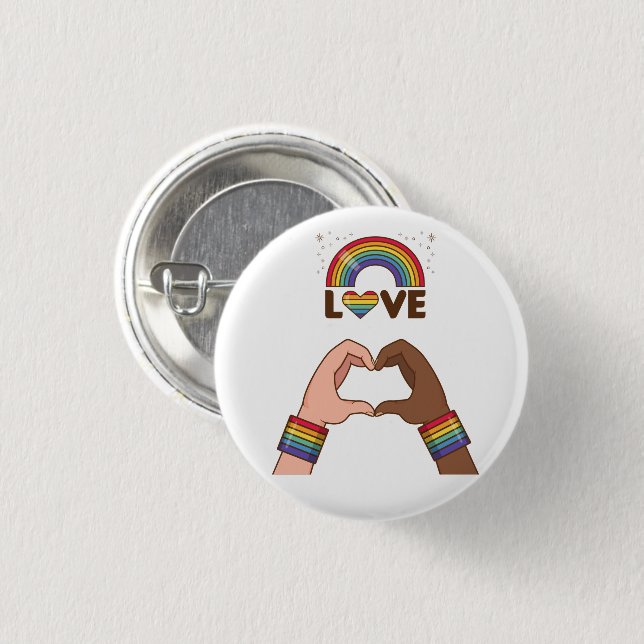 LGBT+Stolz. Liebe Regenbogen. Herz. Keychai Button (Vorne & Hinten)