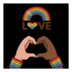 LGBT+Stolz. Liebe Regenbogen. Herz. Poster