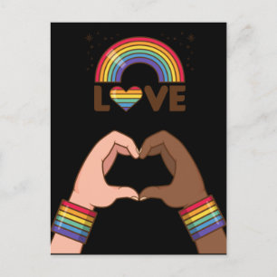 LGBT+Stolz. Liebe Regenbogen. Herz. Postkarte