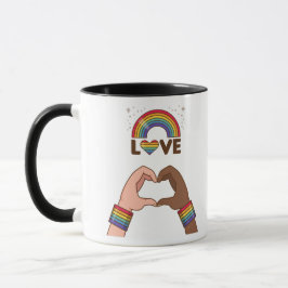 LGBT+Stolz. Liebe Regenbogen. Herz. Tasse
