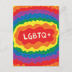 LGBT+Stolz. que, Regenbogenfarbe. Postkarte