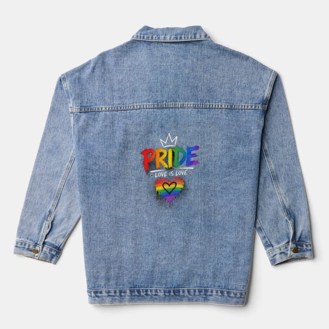 LGBT-Stolz-Regenbogen-Design Jeansjacke (Rückseite)