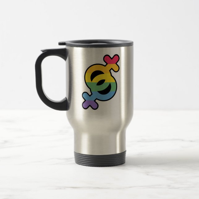 LGBT+Stolz. Regenbogen. Mug Reisebecher (Links)