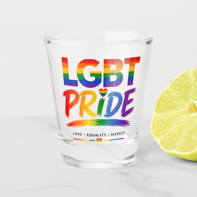 LGBT-Stolz-Regenbogen-Typografie Schnapsglas (Vorderseite)