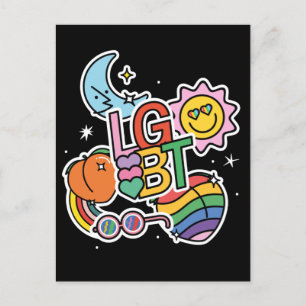 LGBT+Stolz. Wahre Liebe. Regenbogenflagge. Postkarte