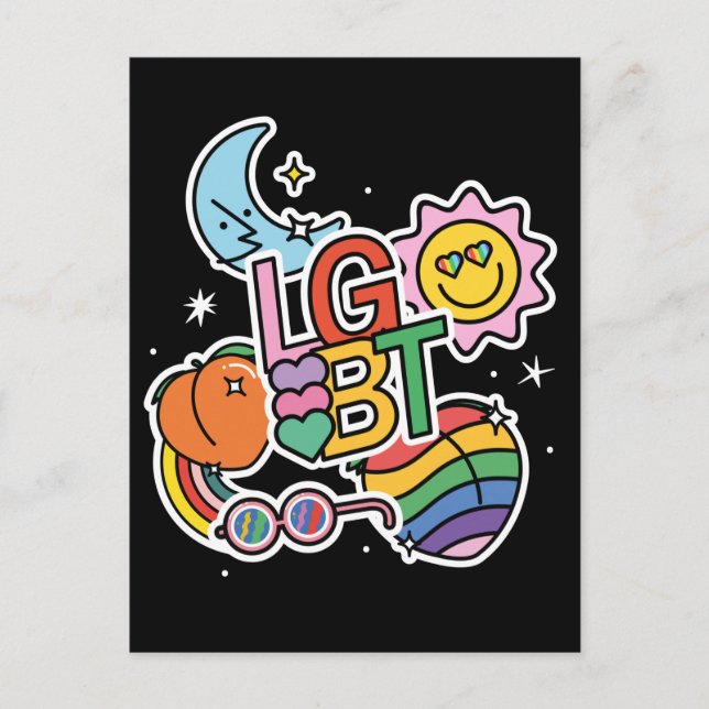 LGBT+Stolz. Wahre Liebe. Regenbogenflagge. Postkarte (Vorderseite)