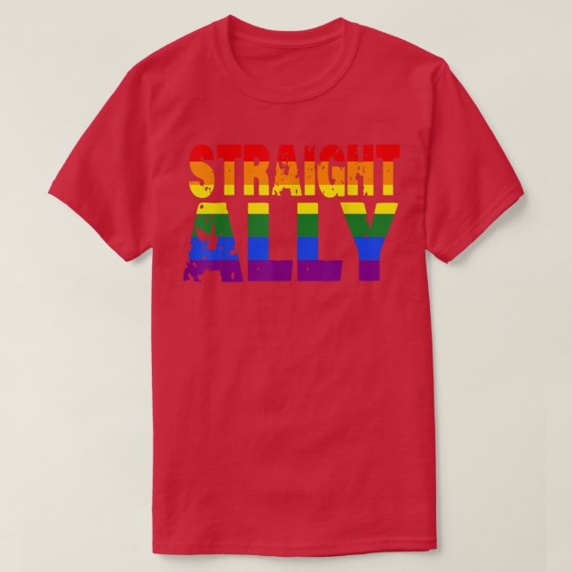 LGBT Straight Ally LGBTQ Flag Rainbow Gay Pride  T-Shirt (Design vorne)