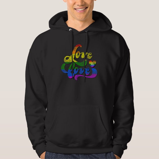 LGBT Support Rainbow Pride Liebe ist Liebe Lesbian Hoodie (Vorderseite)