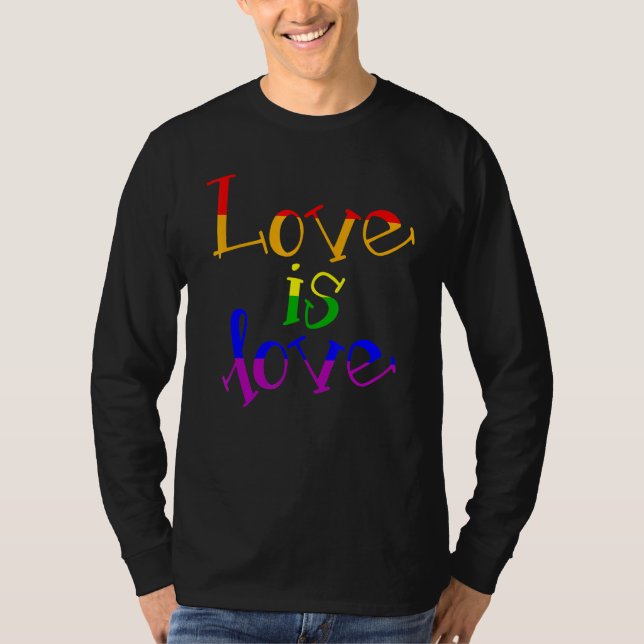 LGBT Support Rainbow Pride Liebe ist Liebe Lesbian T-Shirt (Vorderseite)