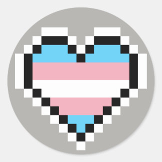 LGBT-Transgender-Prix-Pixelart Runder Aufkleber