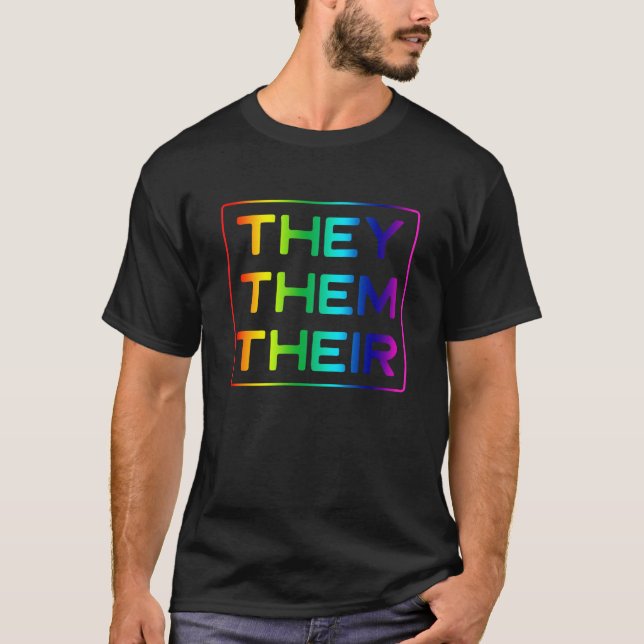 LGBT Transgender sie ihre Pronos Regenbogen T-Shirt (Vorderseite)