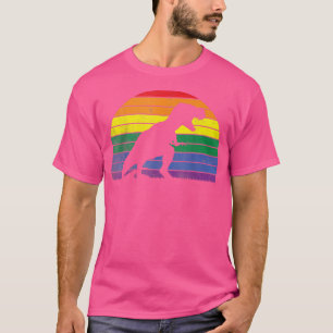 LGBT TRe Gay Pride Lesbian Dinosaur Sunset T-Shirt