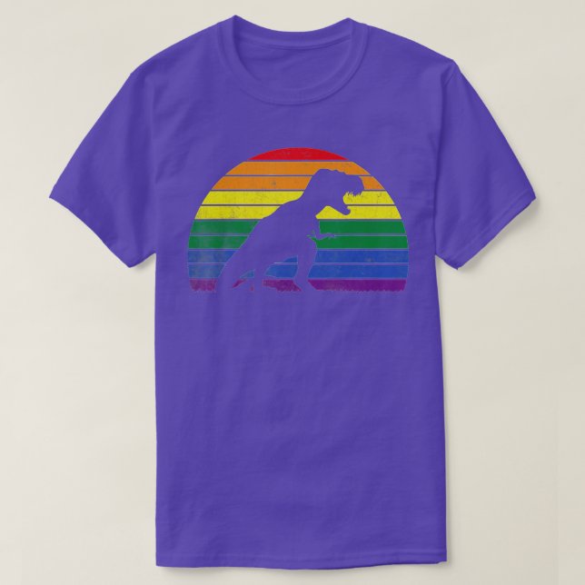 LGBT TRex Gay Pride Lesbian Dinosaur Sunset T-Shirt (Design vorne)