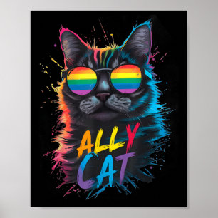 LGBT Unterstützer Katze Sei Nett Schwul Regenbogen Poster