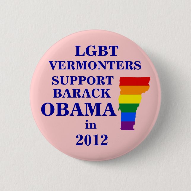 LGBT Vermonters für Obama 2012 Button (Vorderseite)