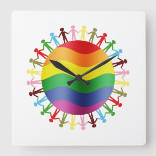 Lgbt World Harmony Quadratische Wanduhr