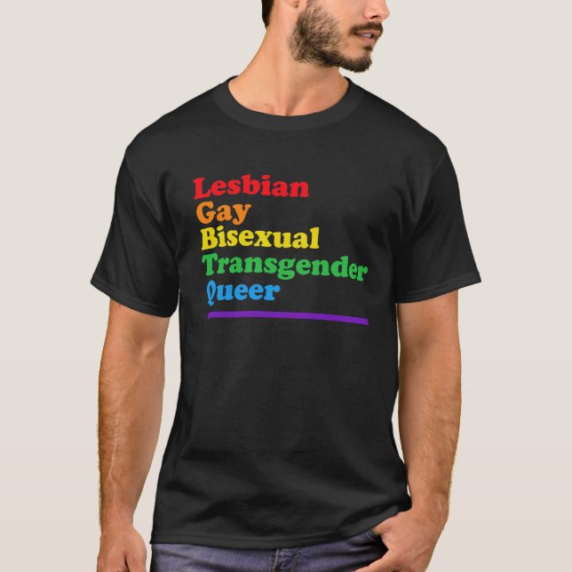 LGBTQ Acronym Rainbow Gay Pride Parade T-Shirt (Vorderseite)