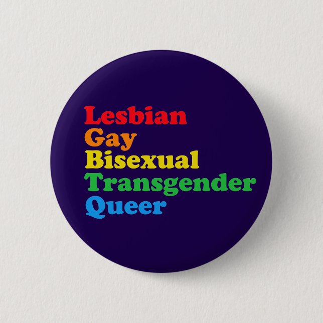 LGBTQ Akronym Rainbow Gay Pride Lila Button (Vorderseite)
