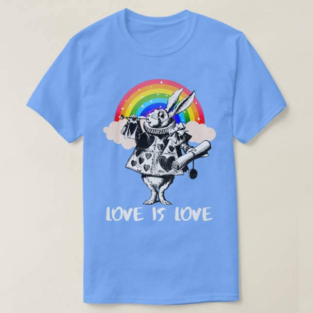 LGBTQ Alice-in-Wonderland Weißes Kaninchen - Liebe T-Shirt (Design vorne)