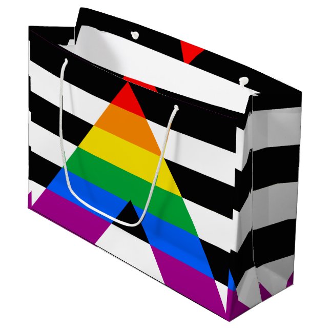 LGBTQ+-Alleinflagge Große Geschenktüte (Vorderseite Schrägansicht)