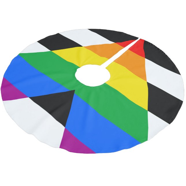 LGBTQ+-Alleinflagge Polyester Weihnachtsbaumdecke (Schrägansicht)