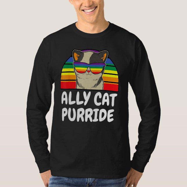 LGBTQ Ally Cat Purride Gay Lesbian Pride Rainbow M T-Shirt (Vorderseite)