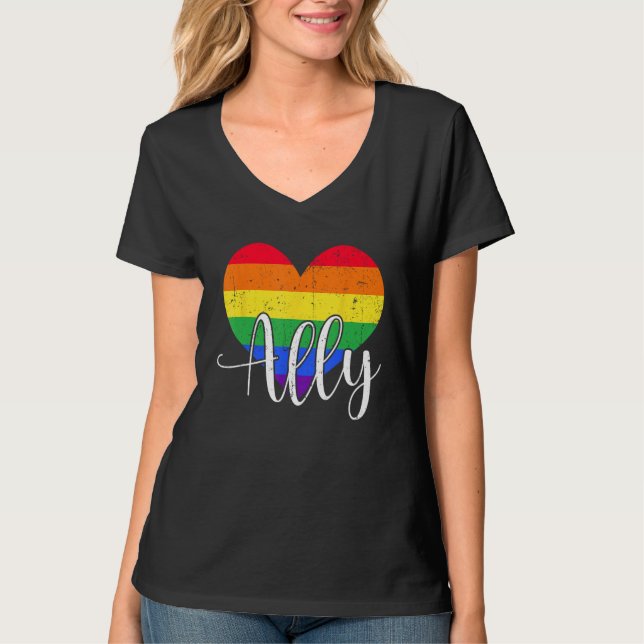 LGBTQ Ally for Gay Pride Support T-Shirt (Vorderseite)
