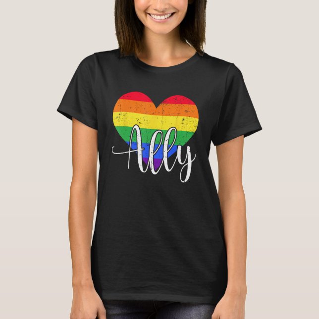 LGBTQ Ally for Gay Pride Support T-Shirt (Vorderseite)