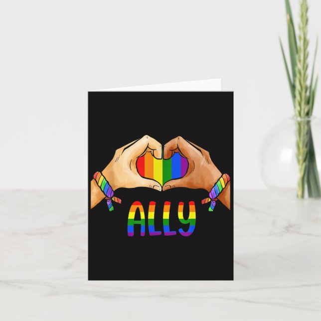Lgbtq Ally T Shirt für Gay Pride Männer Frauen Kin Karte (Vorderseite)