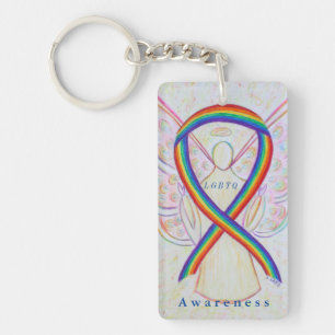 LGBTQ Angel Rainbow Awareness Ribbon Schlüsselanhä Schlüsselanhänger